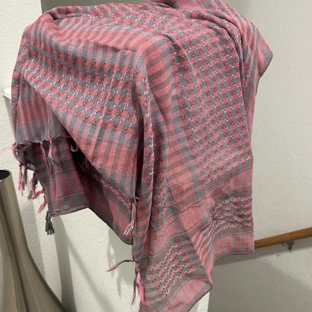 Pink and Gray Checkered Scarf